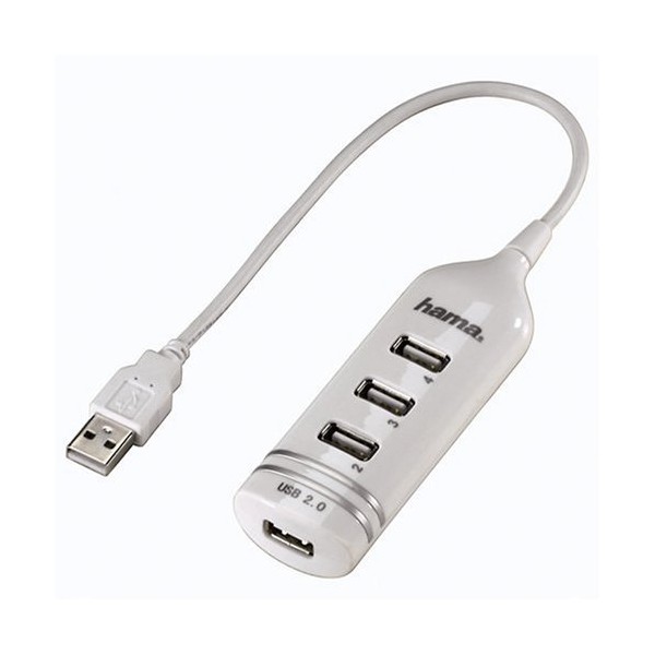 USB 2.0 razdelnik 1:4, HAMA beli 39788